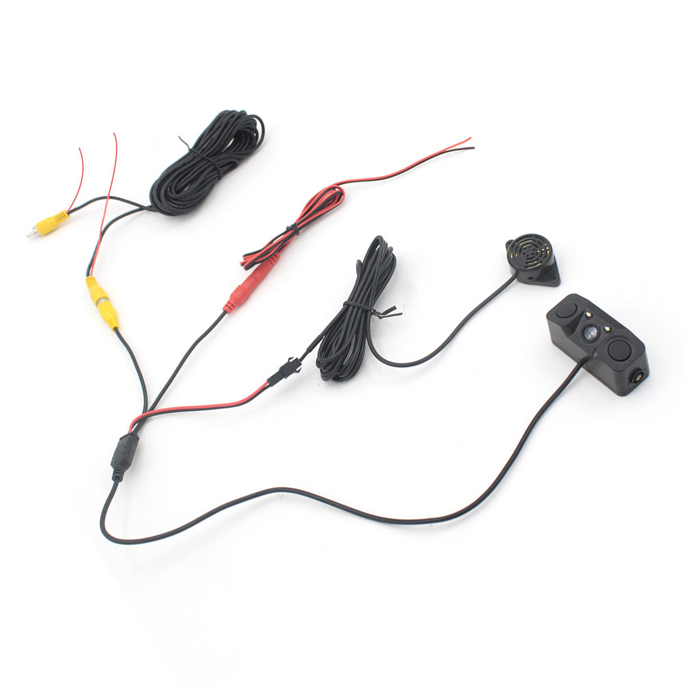 170° 3-in-1 Car Reverse Rear View Camera with Backup Radar Parking Sensor Suitable for Universal Fit.