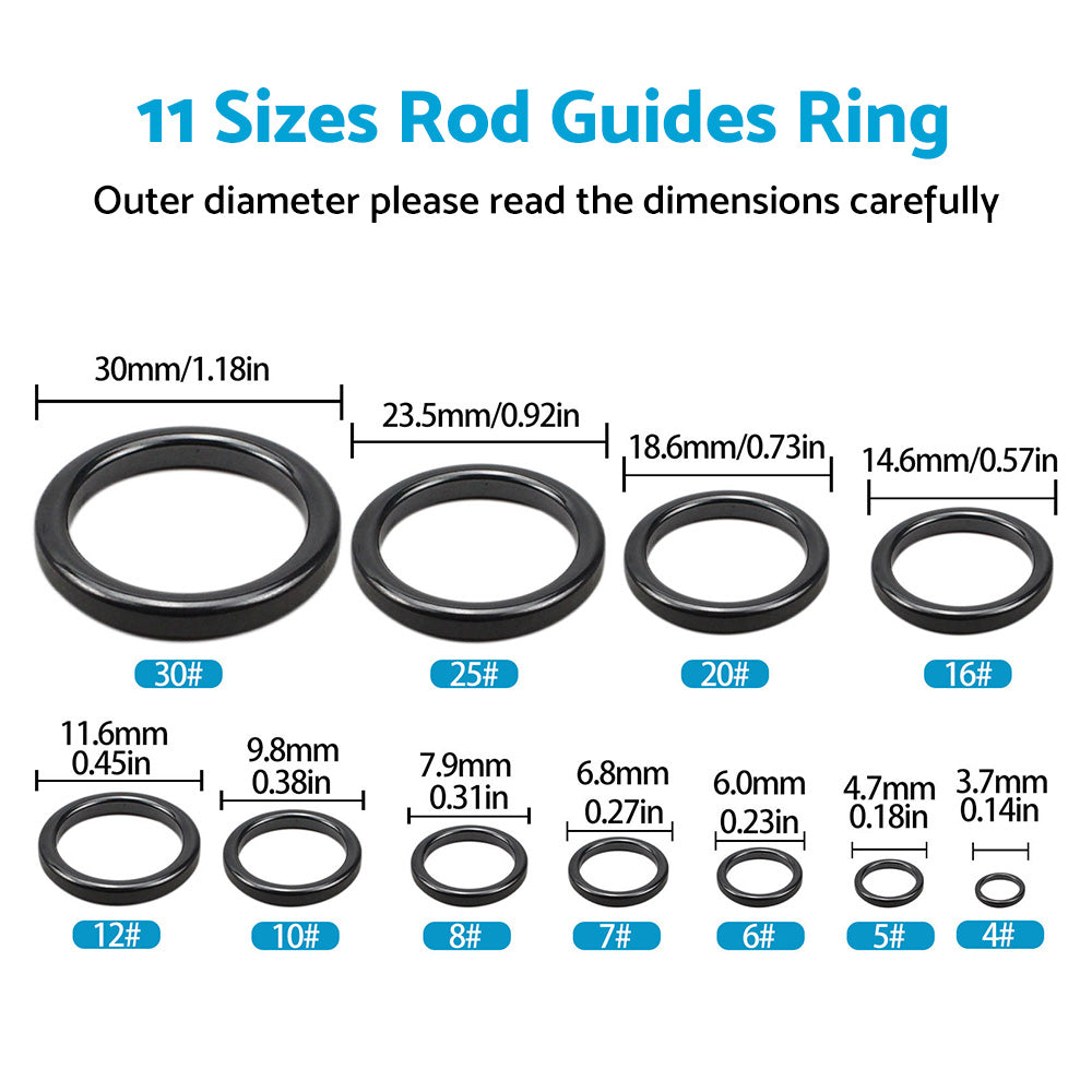 Ceramic Fishing Rod Guide Rings Repair Kit 160PCS 3.7mm-30mm Wear-Resistant