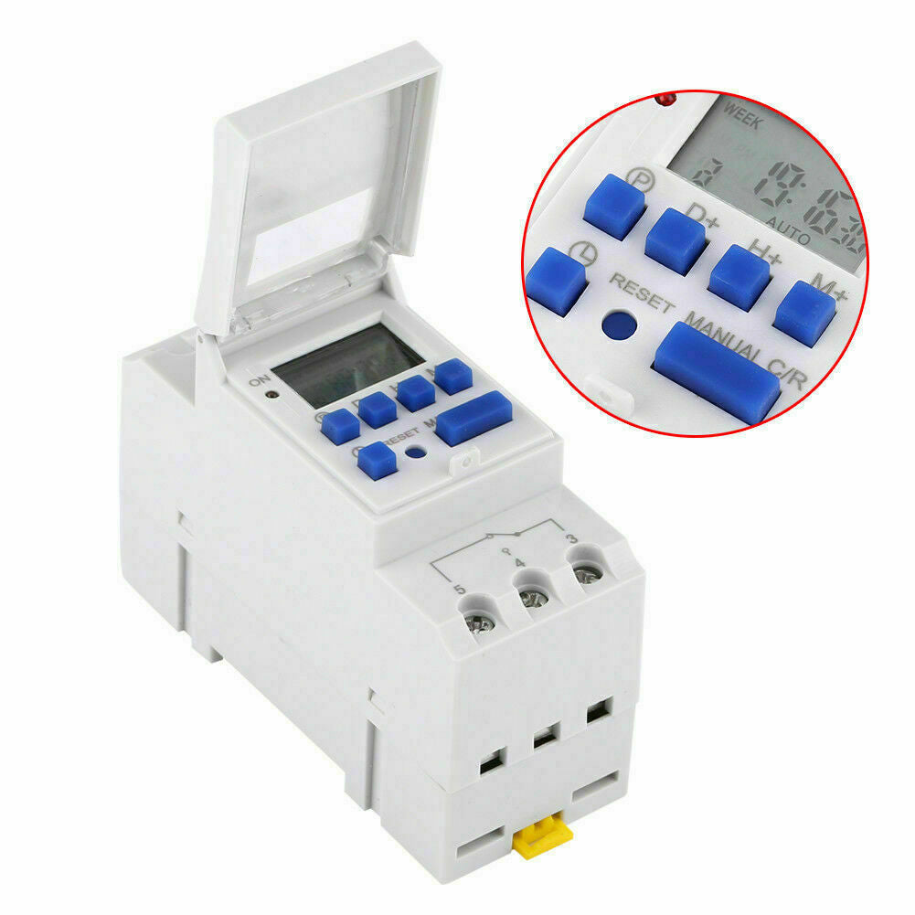 AU Local Digital LCD Power Programmable DIN Rail Timer Time Switch Relay AC 220V.