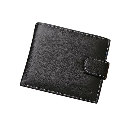Men's Bi-Fold Wallet Black With Top Layer Cowhide Leather, Card Slots & Coin Pocket.