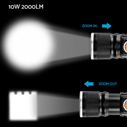 2PCS USB Rechargeable LED Flashlight Waterproof Torch Black.