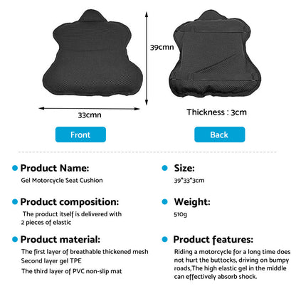 Motorcycle Comfort Gel Seat Cushion Suitable for Motorbike