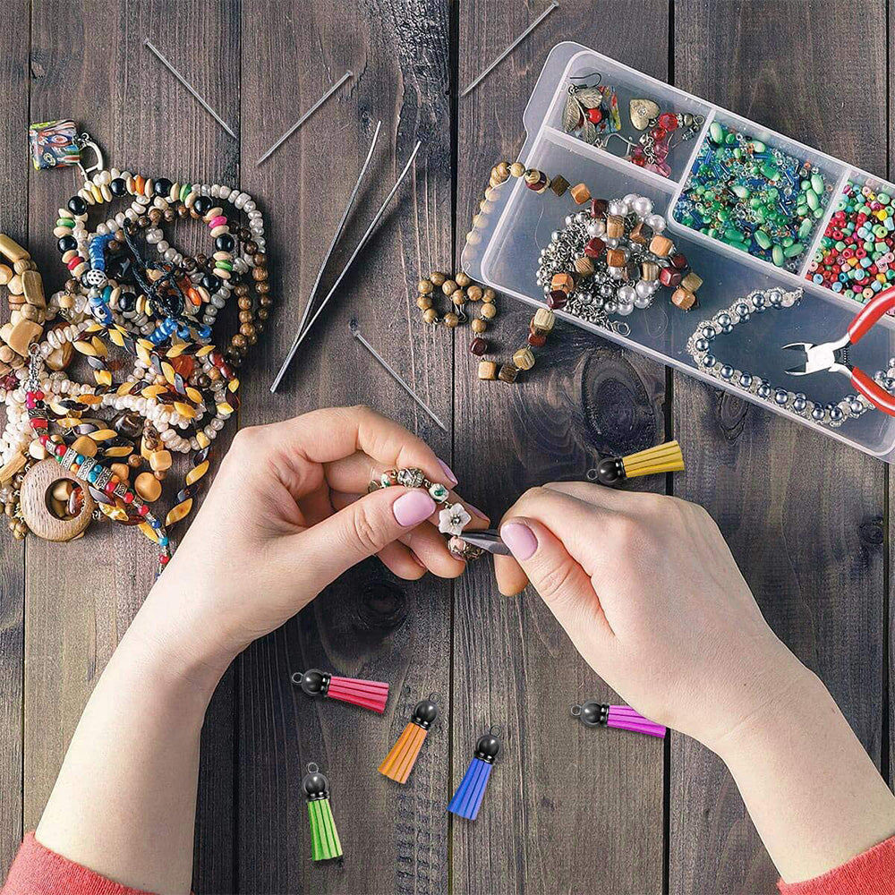 100PCS Key Chain Ring Tassels Pendants Bulk Leather Tassel Crafts Jewelry Making.