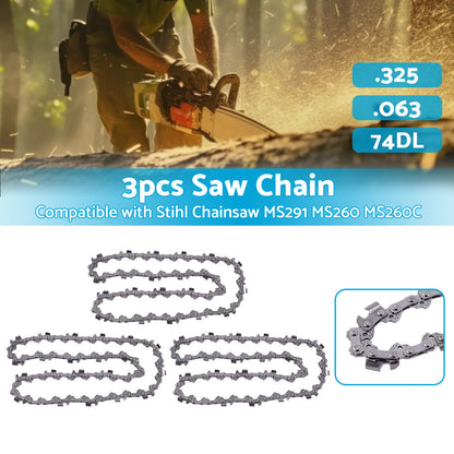 3PCS Chainsaw Chain 74DL 325. 063 Semi Chisel Suitable for 18 inch  Stihl MS291 MS260.