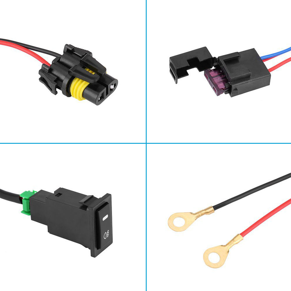 Harness Kit 12V Car LED Fog Light On Off Switch Wiring Harness Fuse Relay Kit.
