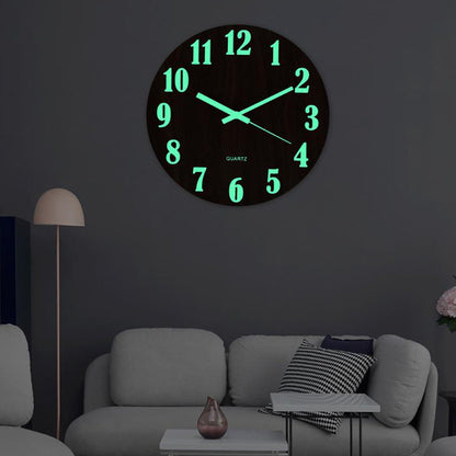 12'' Luminous Wall Clock Glow In The Dark Silent Quartz Indoor Home Modern Clock.