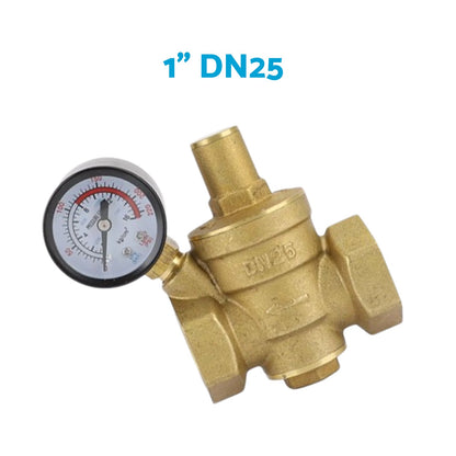 Brass Adjustable Water Pressure Reducing Valve with Gauge DN15 / DN20 / DN25