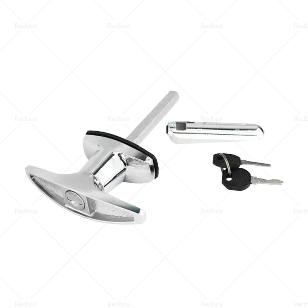 2 Set Chrome Rear Fixing T Handle Lock W or  Key For Trailer Caravan Canopy Toolbox.