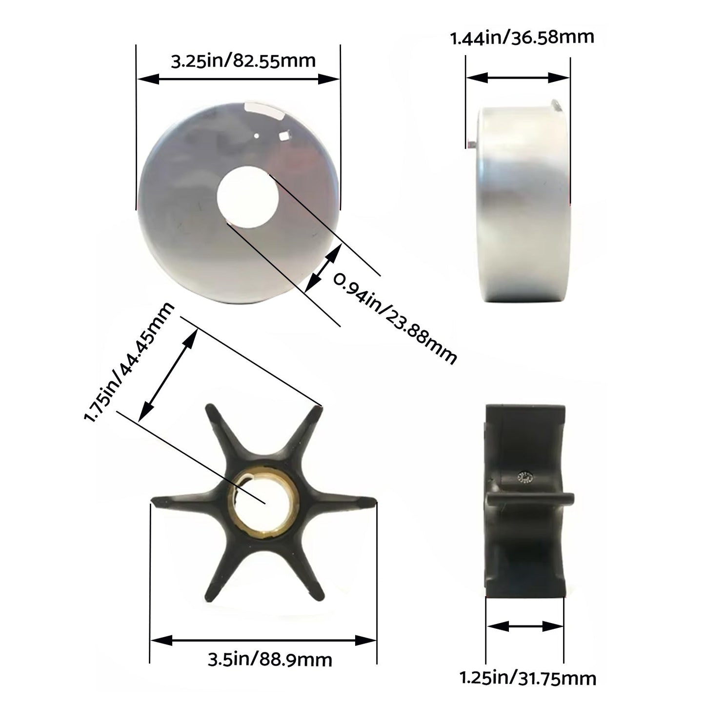 Water Pump Impeller Kit Suitable for Evinrude Outboard 3-300HP