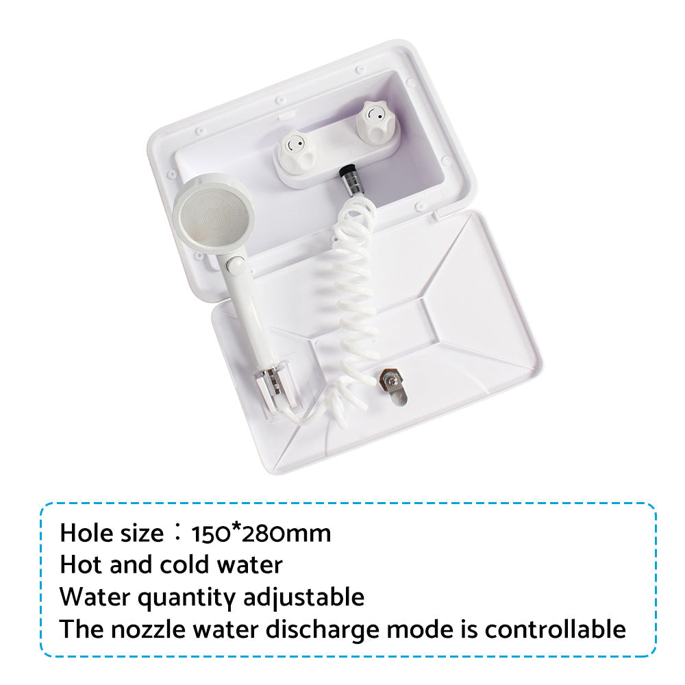 1 Set External RV Caravan Shower Box Exterior Faucet Camper Trailer Boat White.