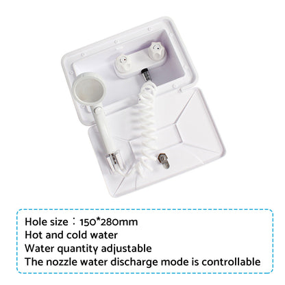 1 Set External RV Caravan Shower Box Exterior Faucet Camper Trailer Boat White.
