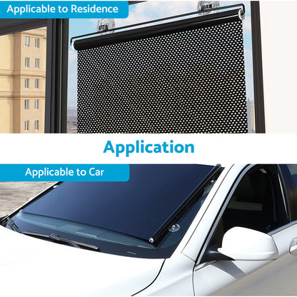 Retractable Front & Rear Windshield Sun Shade Window Visor Folding UV Block Suitable For Car