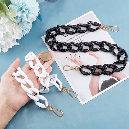 2PCS Resin Purse Chain Handle Acrylic Bag Strap Detachable Purse Clutches Handle.