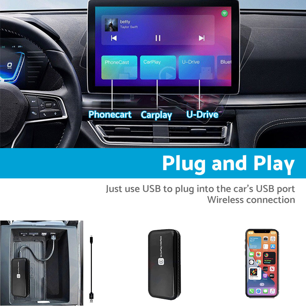 Smart 5G Wifi Carplay Dongle Wired to Wireless Car play USB Adapter Mirror link.