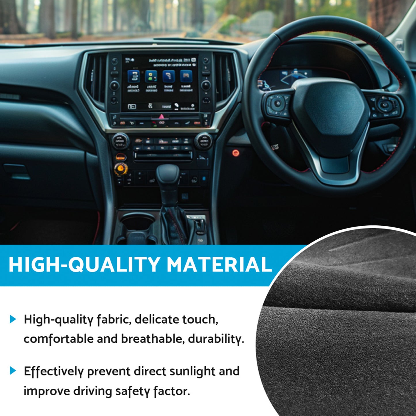 Non-Slip Dash Mat Dashboard Cover Black Suitable For Subaru Crosstrek 2023-2024