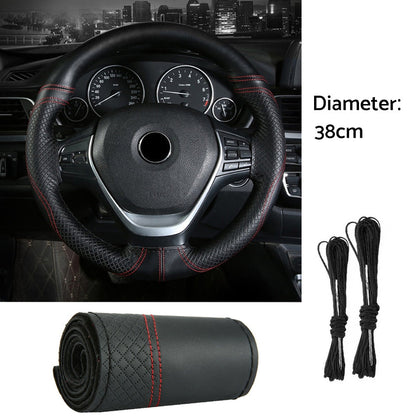 Premium Leather DIY Steering Wheel Cover Suitable For Car – 38cm Auto Protection With Needle