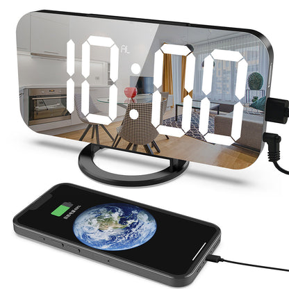 Digital Alarm Clock with Mirror LED Display Suitable For Wall & Bedroom, Snooze Function, Dim Mode.