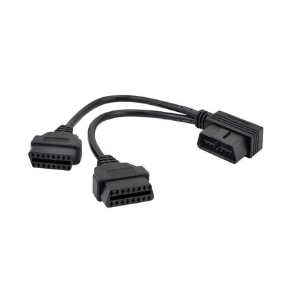 OBD2 16 Pin Splitter Extension Cable Male to Dual Female Y Lead 12 inch / 30 cm