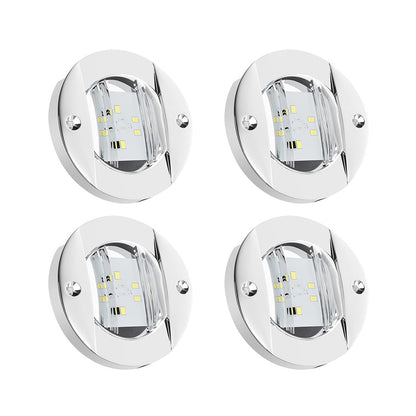 4x Round LED Marine Boat Cabin & Deck Courtesy Lights Suitable For Walkway – White Stern Light