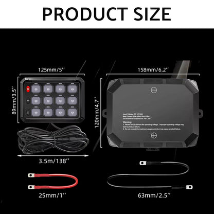 12 Gang RGB Switch Panel Kit Suitable for Universal Offroad Vehicles