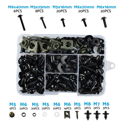 195x Motorcycle Fairing Bolts & Body Screws Suitable For Kawasaki, Ducati & Honda