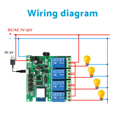 WIFI Bluetooth-compatible AC DC 4 Channel Relay Module Development Board.