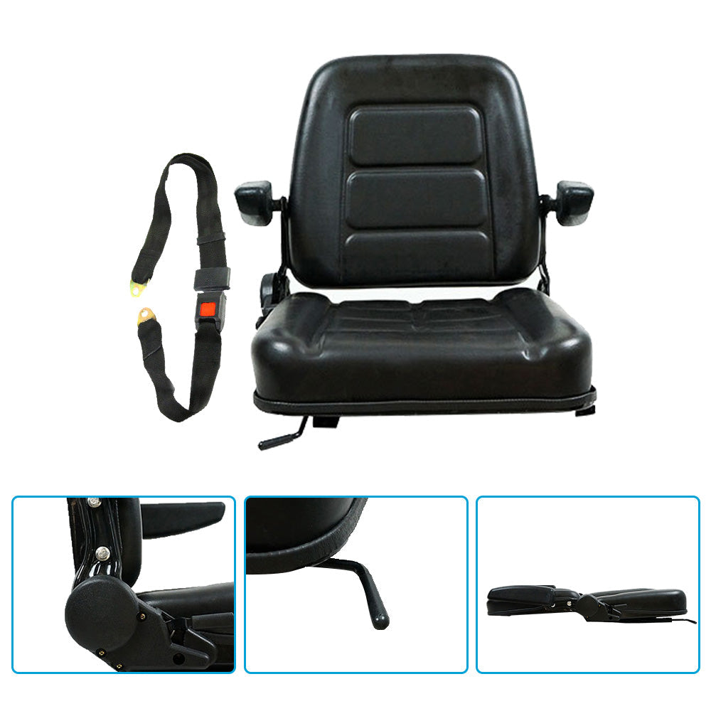 Tractor Seat Forklift Excavator Universal Suspension Backrest Truck Chair Adjust.