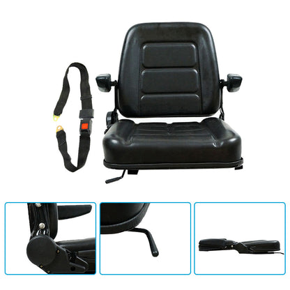 Tractor Seat Forklift Excavator Universal Suspension Backrest Truck Chair Adjust.