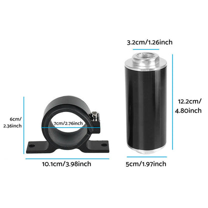Inline 100 Micron Fuel Filter Bracket 6AN 8AN 10AN Adapter Universal 50mm.