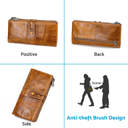 Leather Wallet Zip-Around Card Coin Holder Suitable for Unisex