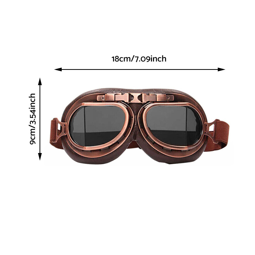 Vintage Pilot Motorcycle Racing Goggles Suitable for ATV UTV Dirt Bike