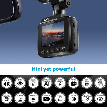 4K Car Dash Camera Recorder Suitable for Vehicles Built-in WiFi GPS UHD 2160P LC