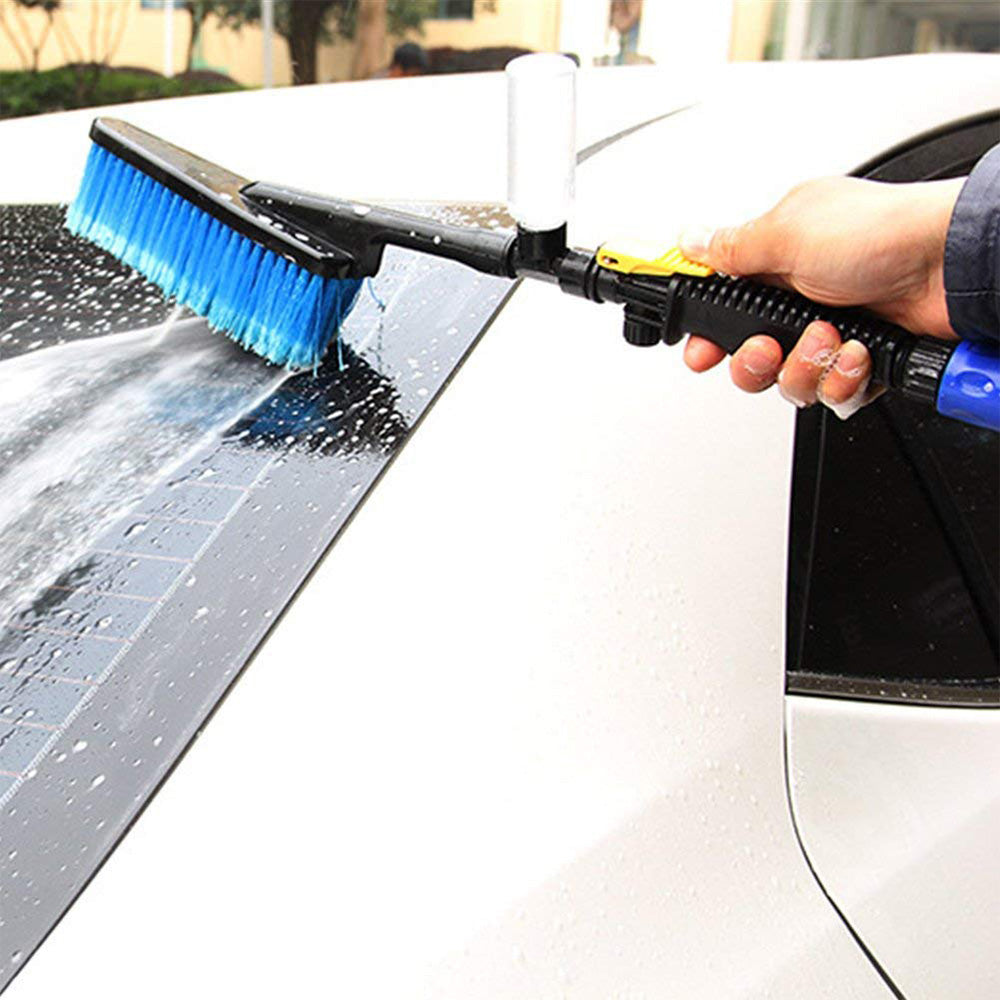 Long Handle Car Wash Brush Cleaning Tool With Flow Switch & Foam Bottle Suitable For Vehicle Exterior Cleaning