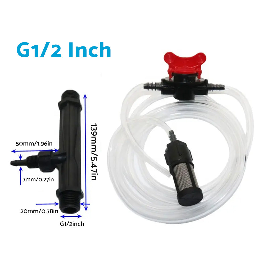 Irrigation Venturi Fertilizer Injector Kit 1/2 & 3/4 Water Tube Switch Filter Suitable For Garden Systems.