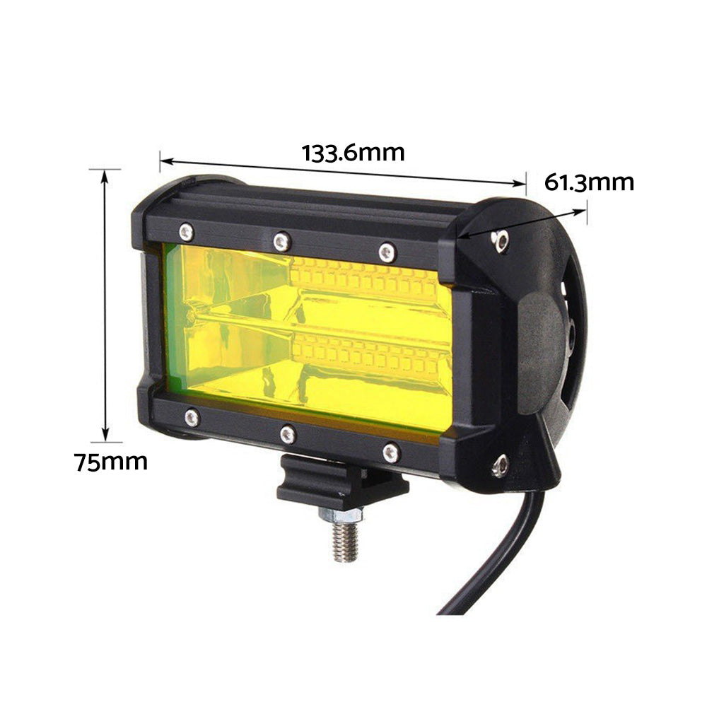 2x 5inch Flood LED Light Bar Offroad Work Driving Fog Lamp Yellow Cree Spread.