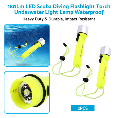 2x Waterproof Bright LED Scuba Diving Underwater Flashlight Torch Light Suitable