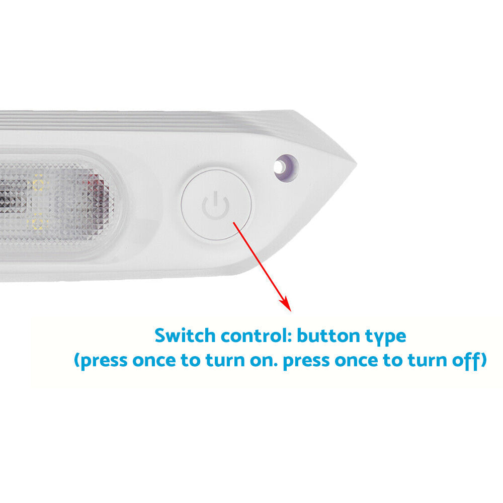 287MM DUAL LED BUG LIGHT 12/24V AWNING LIGHT AMBER/WHITE LIGHTS W/ SWITCH.