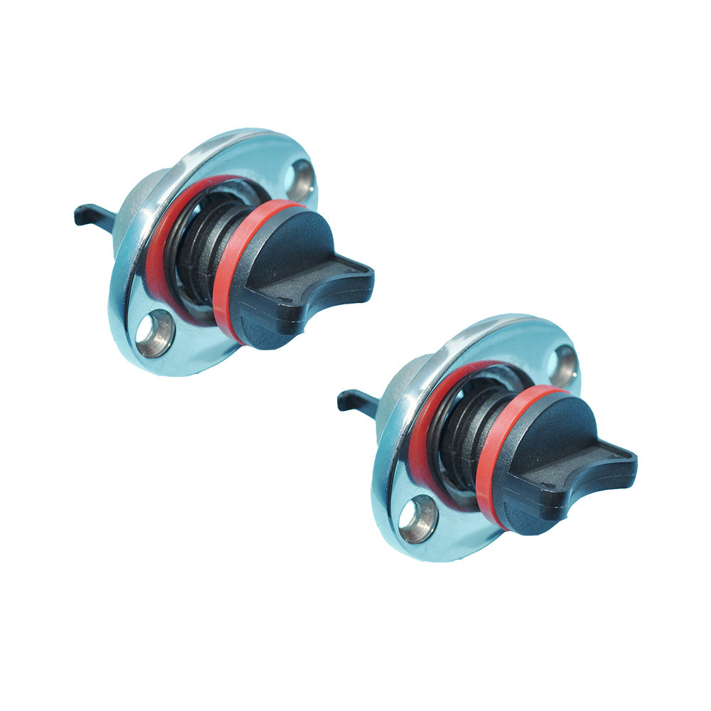 2 x Boat Bungs Chrome Base with plastic Bung Coarse Thread Transom Bung Complete