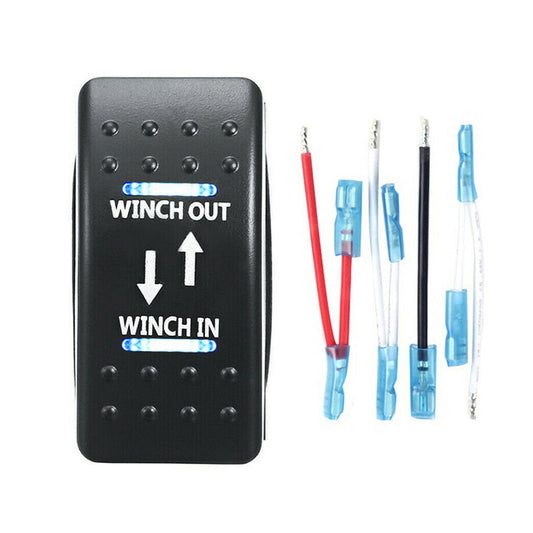 7-Pin Winch In Out Rocker Switch Blue LED Rocker Toggle Switch 12V-24V ON OFF ON.