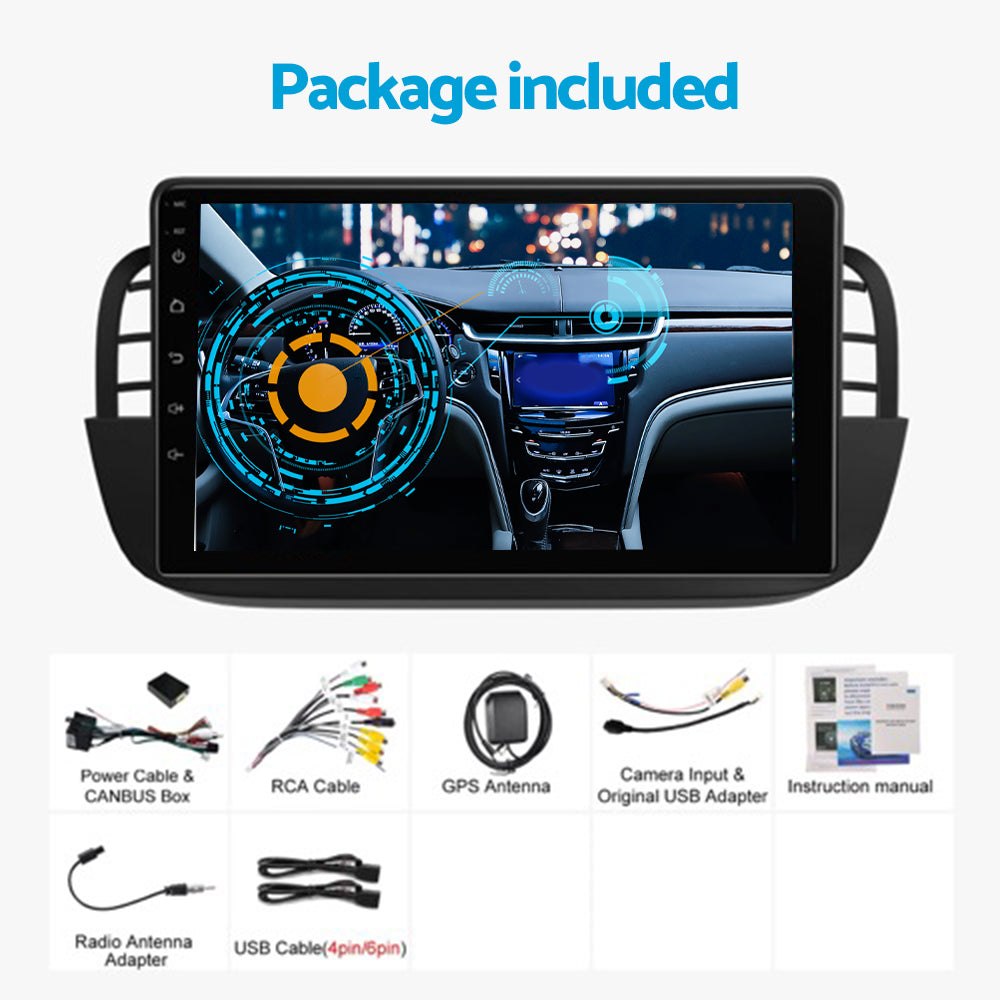 Android 15 Car Stereo 2+64GB Suitable for Fiat 500 2007–2015 CarPlay GPS WIFI.