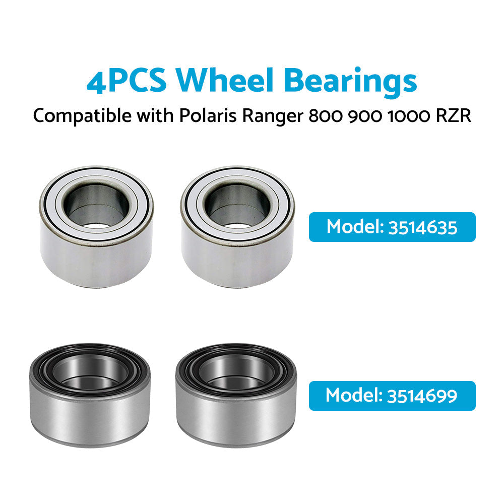 4x Wheel Bearings Suitable For Polaris Ranger 800 900 1000 & RZR Front Rear
