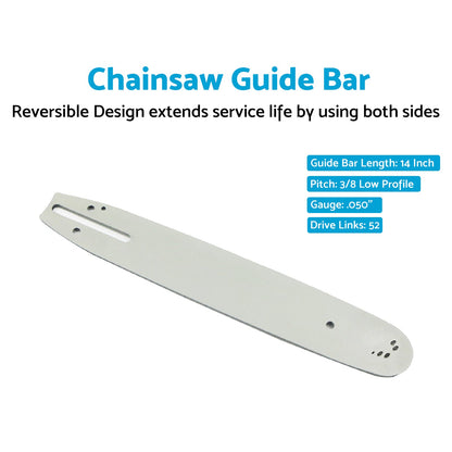 14'' Chainsaw Guide Bar 3/8LP .050 52DL Suitable For Makita XCU03PT E-00088.