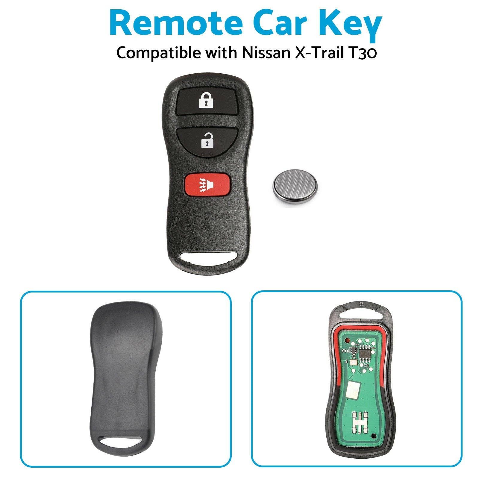 Remote Flip Car Key Suitable for Nissan X-Trail T30 2002-2007 433MHz Replacement.