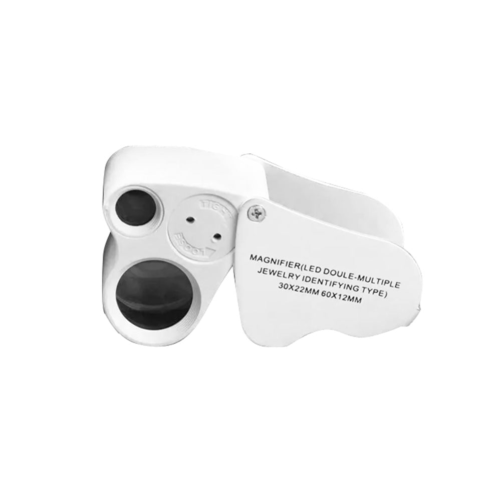 Jewelry Loupe Magnifier 30X 60X With LED Light 2 Lens Illuminated Loupe