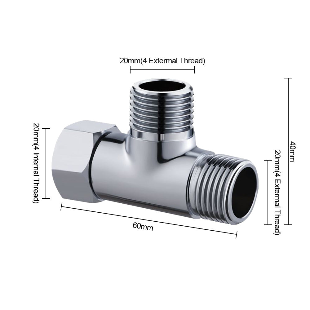 T Connector Toilet Bidet G1/2  3 Way Brass Chrome Diverter T Adapter AU.