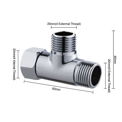 T Connector Toilet Bidet G1/2  3 Way Brass Chrome Diverter T Adapter AU.