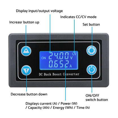 Buck Boost Converter Power Supply Module DC 5-30V LCD Adjustable Auto DC-DC AU.