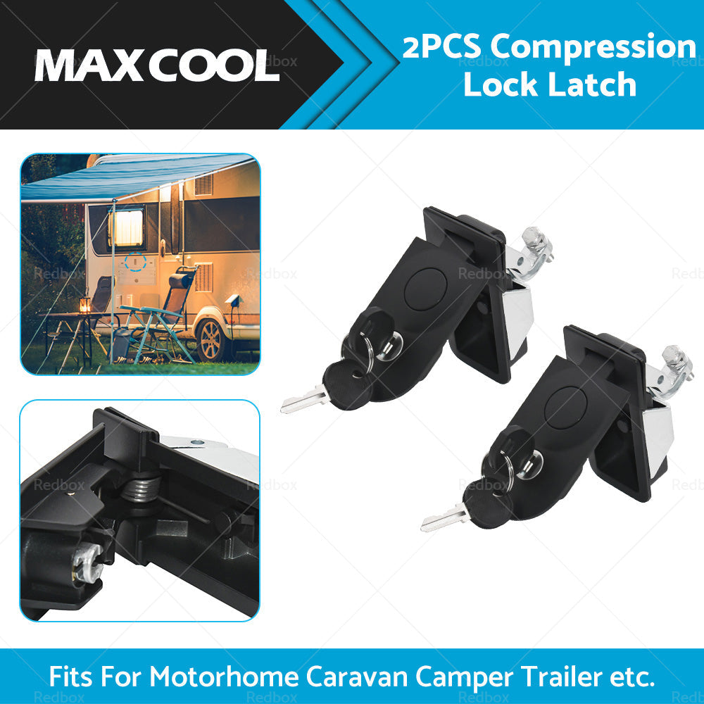2PCS Compression Lock Latch Rounded End Tool Box For Caravan Camper Trailer.