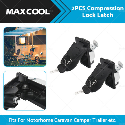 2PCS Compression Lock Latch Rounded End Tool Box For Caravan Camper Trailer.