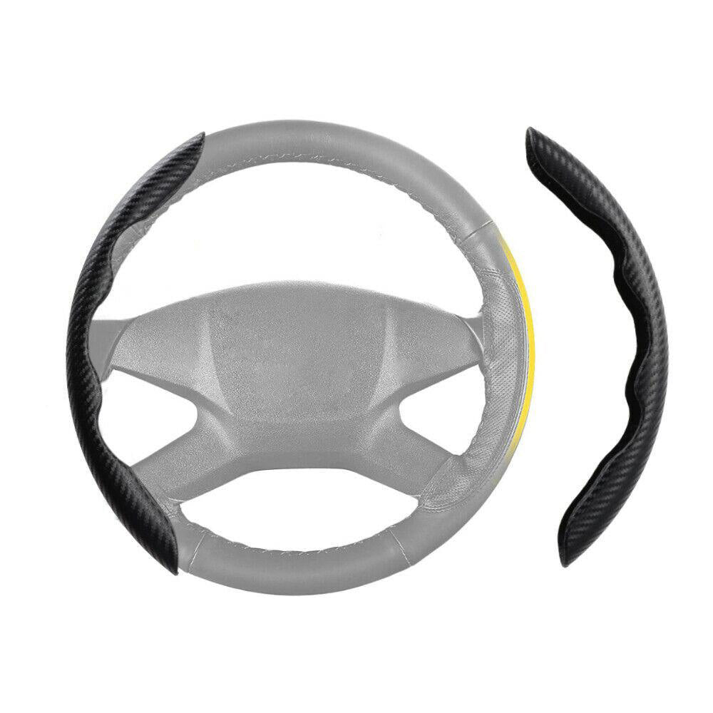 2x Black Carbon Fiber Steering Wheel Booster Non-Slip Cover Trim Accessories.